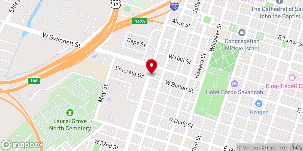 Map showing location of Thankful Missionary Baptist Church