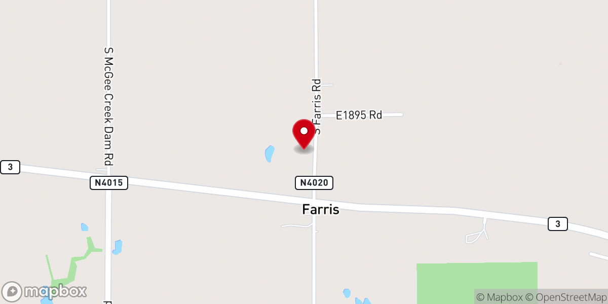 Map showing location of Farris Baptist Church
