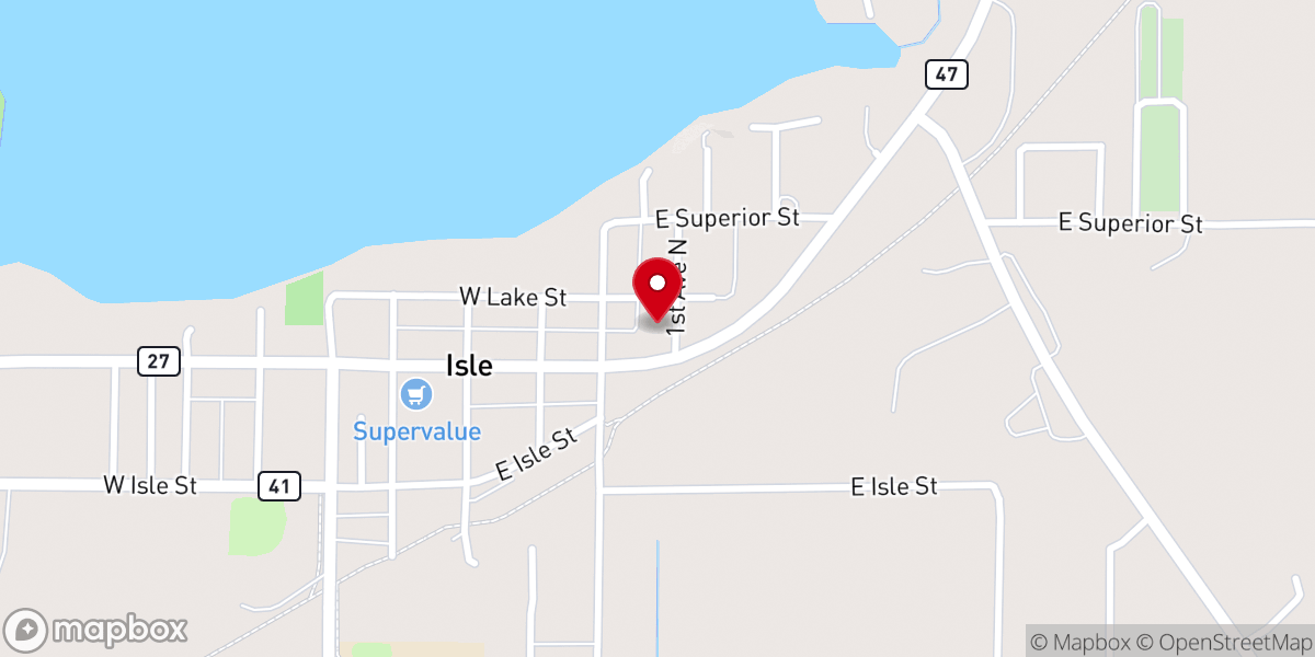 Map showing location of Isle Food Shelf - Food Distribution Center