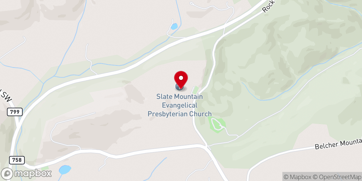 Map showing location of Slate Mountain Evangelical Presbyterian Church