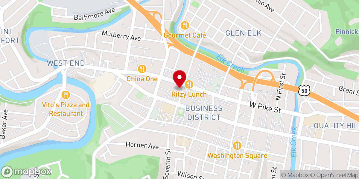 Map showing location of Clarksburg Baptist Church