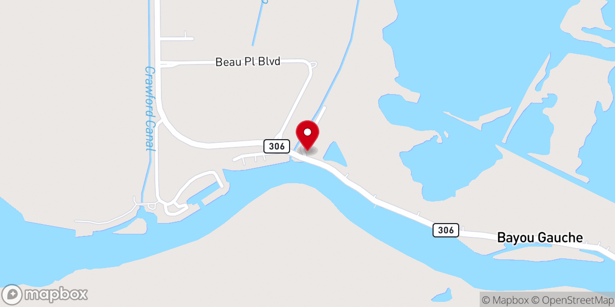 Map showing location of Bayou Gauche Church