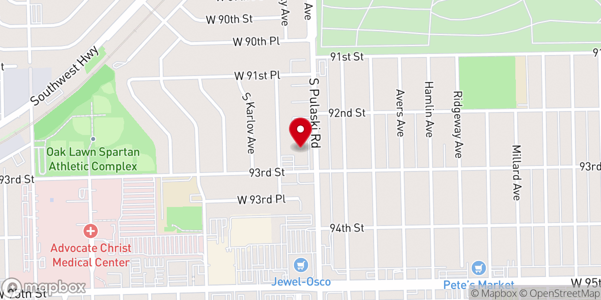 Map showing location of Trinity Evangelical Covenant Church