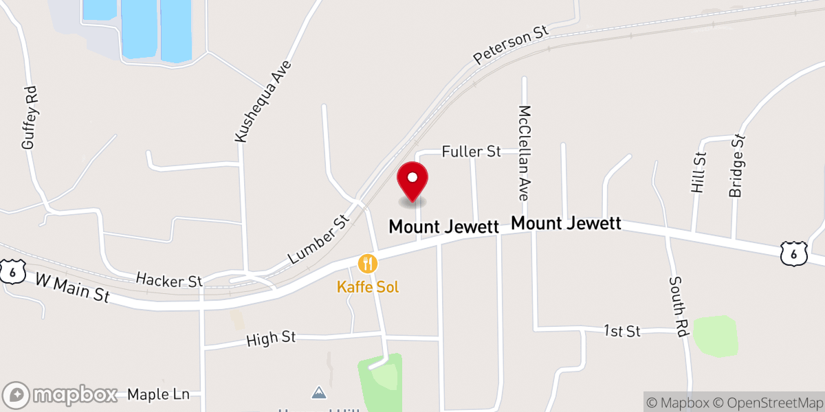 Map showing location of Mount Jewett Global Methodist Church