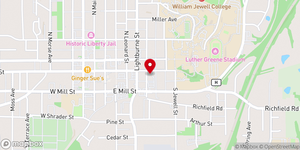 Map showing location of Liberty Christian Church