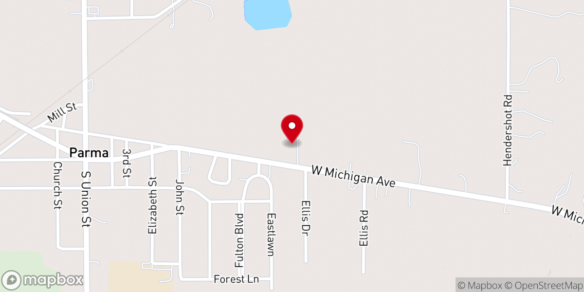 Map showing location of Parma Baptist Church
