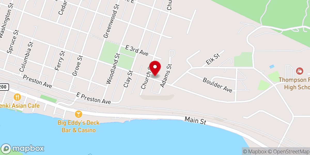 Map showing location of Thompson Falls Christian Church