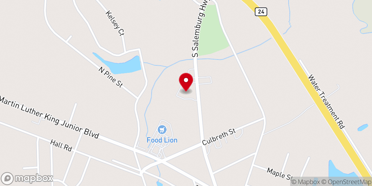 Map showing location of Roseboro First Baptist Church