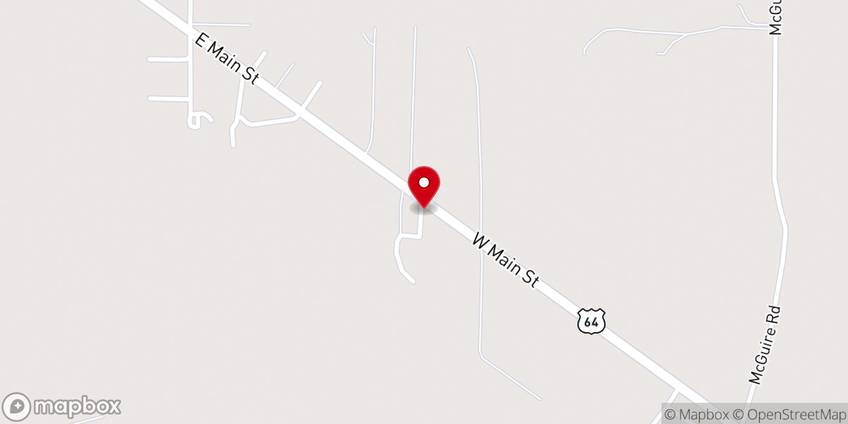 Map showing location of Cabin Creek Baptist Church