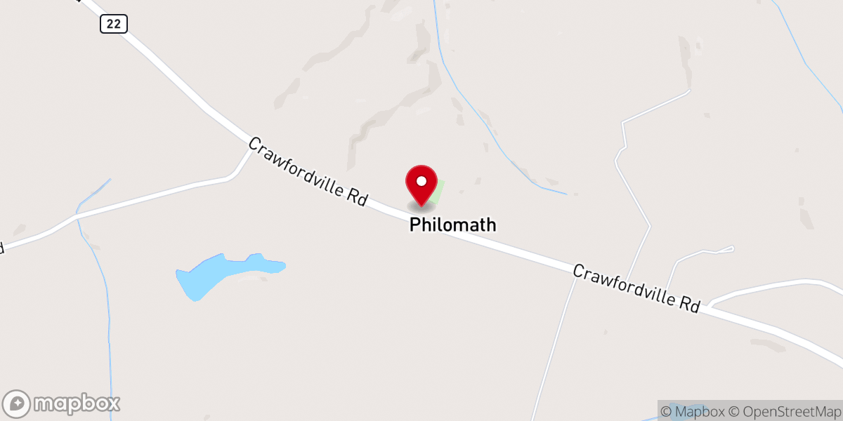 Map showing location of Philomath Presbyterian Church