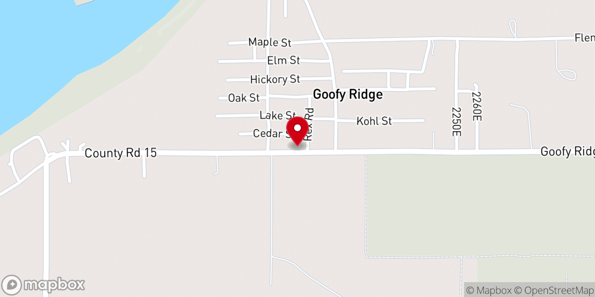 Map showing location of Goofy Ridge Church