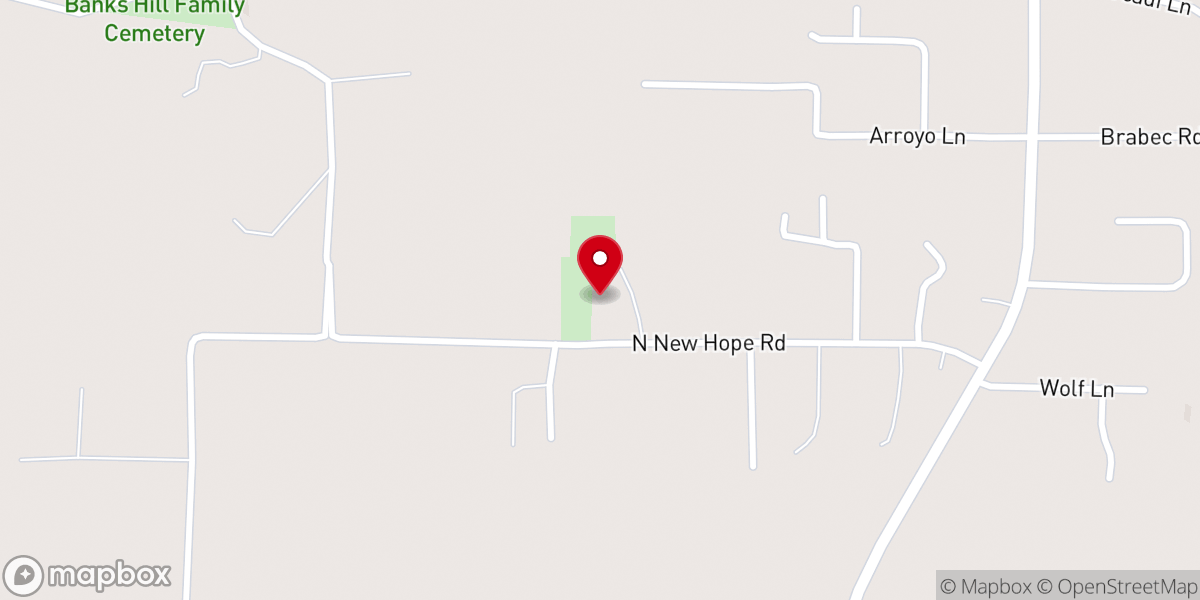 Map showing location of New Hope Baptist Church