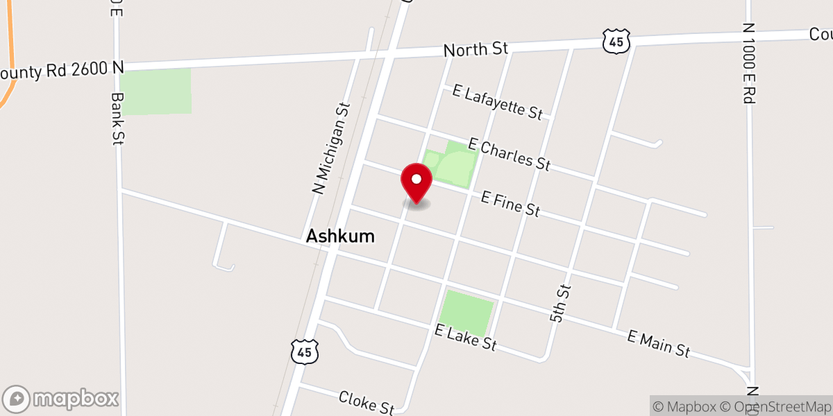 Map showing location of Assumption of the Blessed Virgin Mary Catholic Church, Ashkum