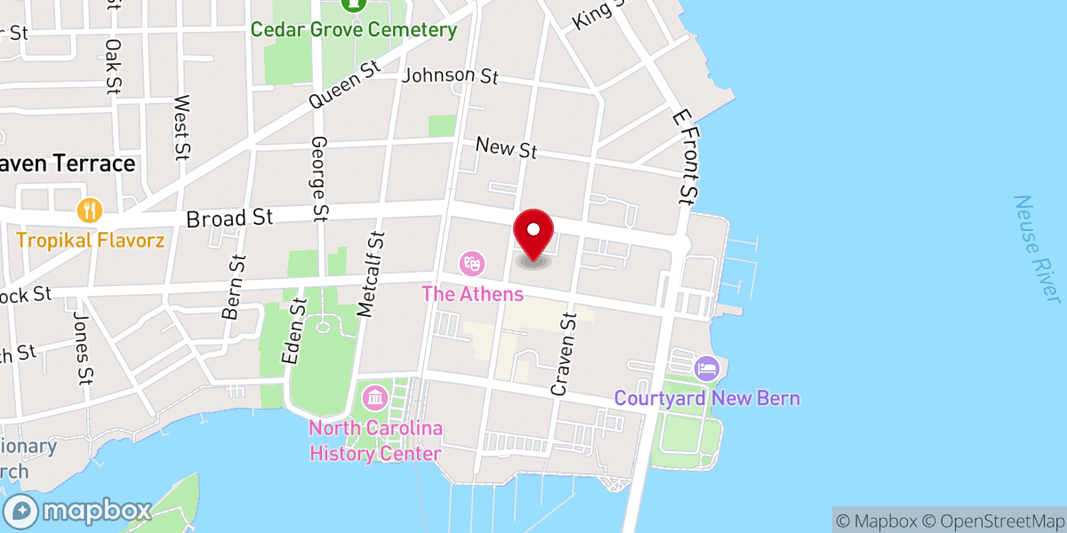 Map showing location of Christ Church, New Bern