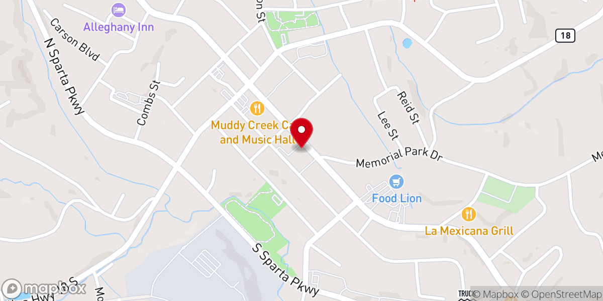 Map showing location of Sparta First Baptist Church