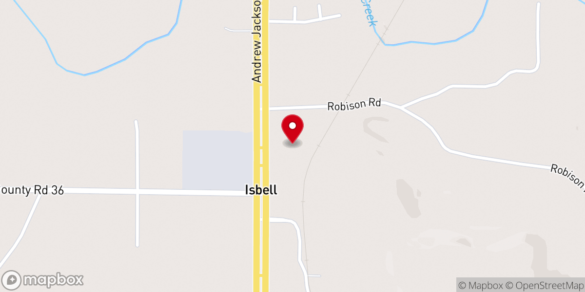 Map showing location of Isbell Methodist Church