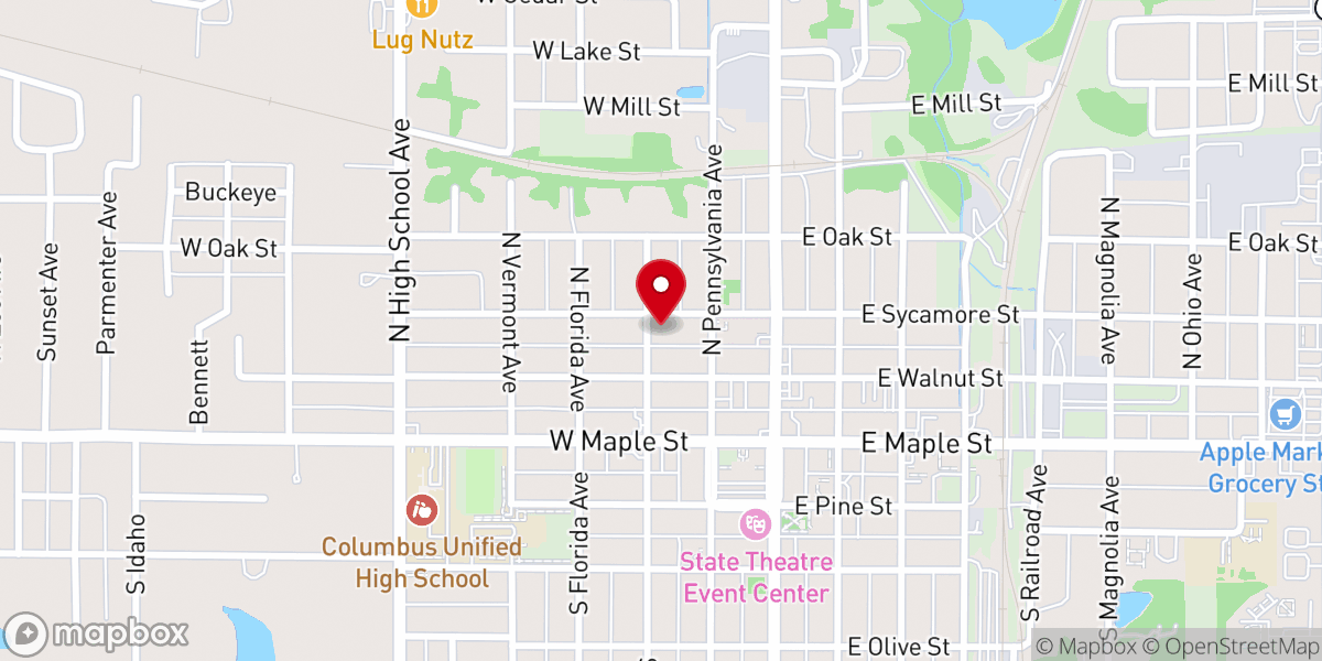 Map showing location of First Assembly of God