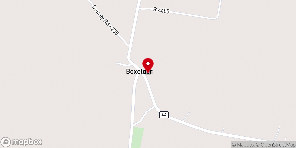Map showing location of Boxelder United Methodist Church