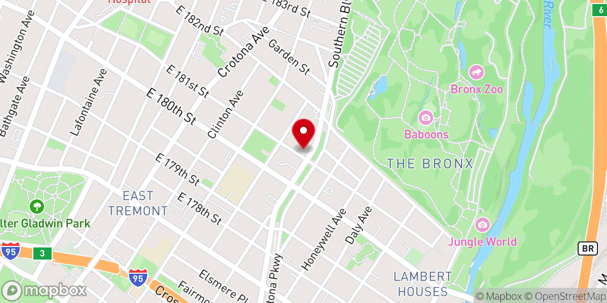 Map showing location of Church of God of Southern Boulevard