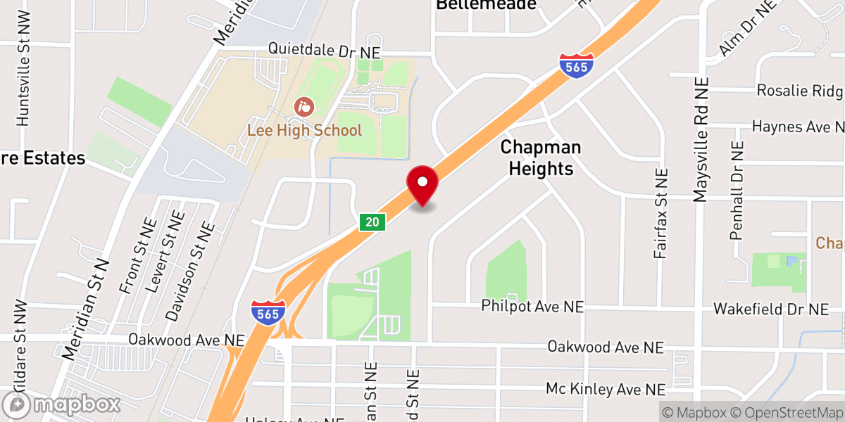 Map showing location of Huntsville Bible Baptist Church