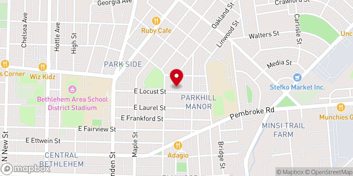 Map showing location of Vertical Church, Bethlehem, PA, USA