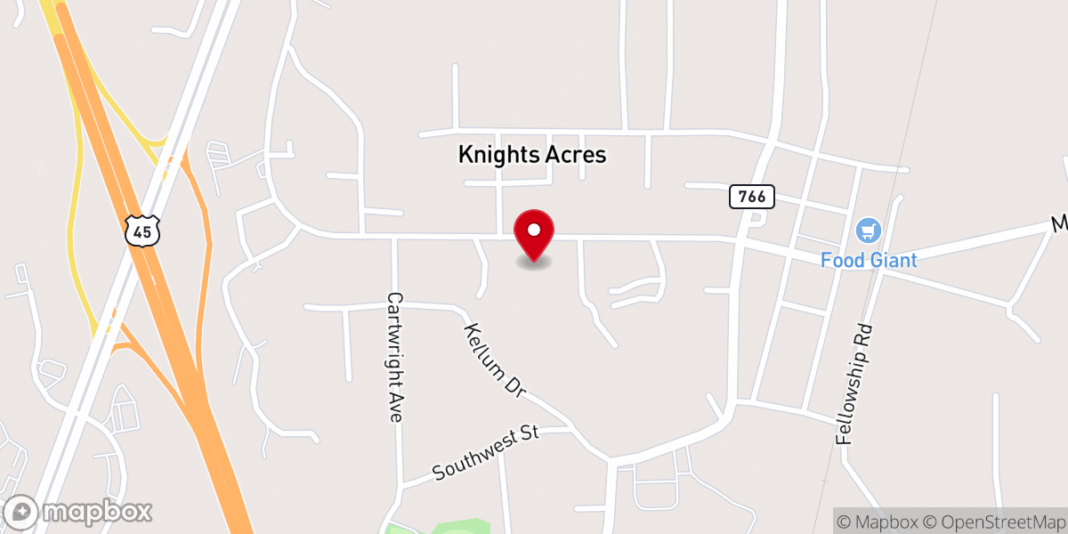 Map showing location of First Baptist Church Saltillo