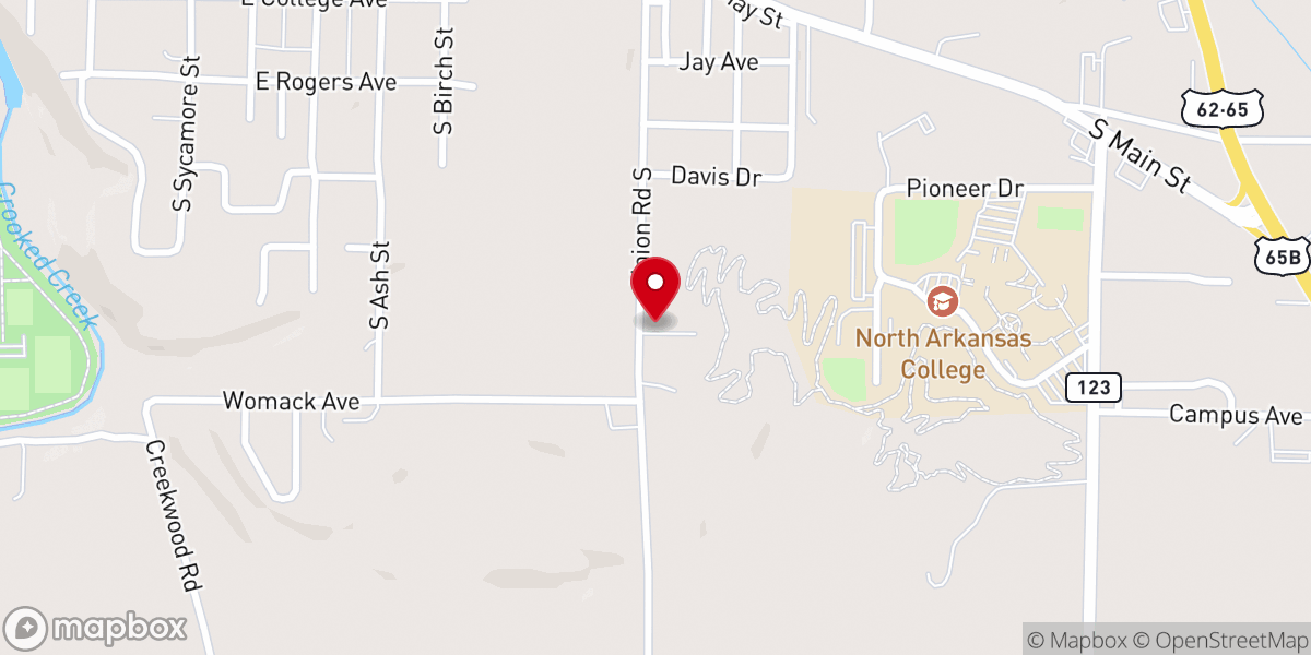 Map showing location of Union Road Assembly-God Church