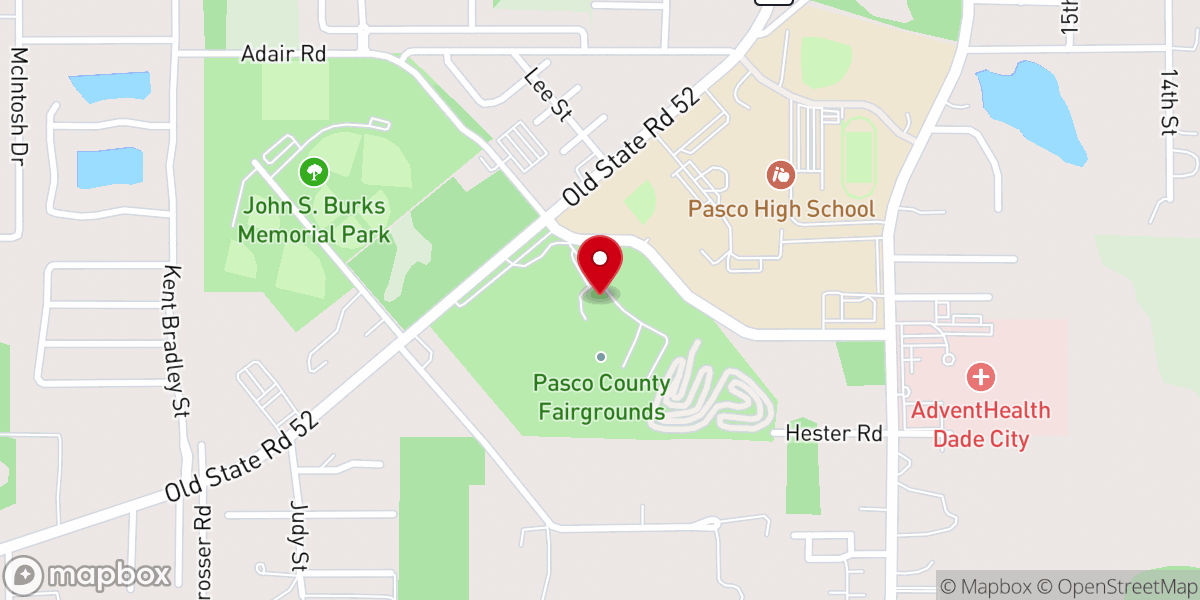 Map showing location of Pasco County Fair Association Inc