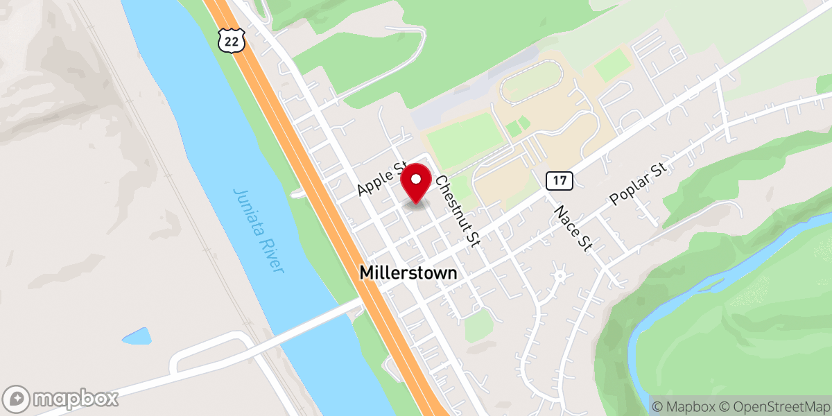 Map showing location of Millerstown United Methodist Church
