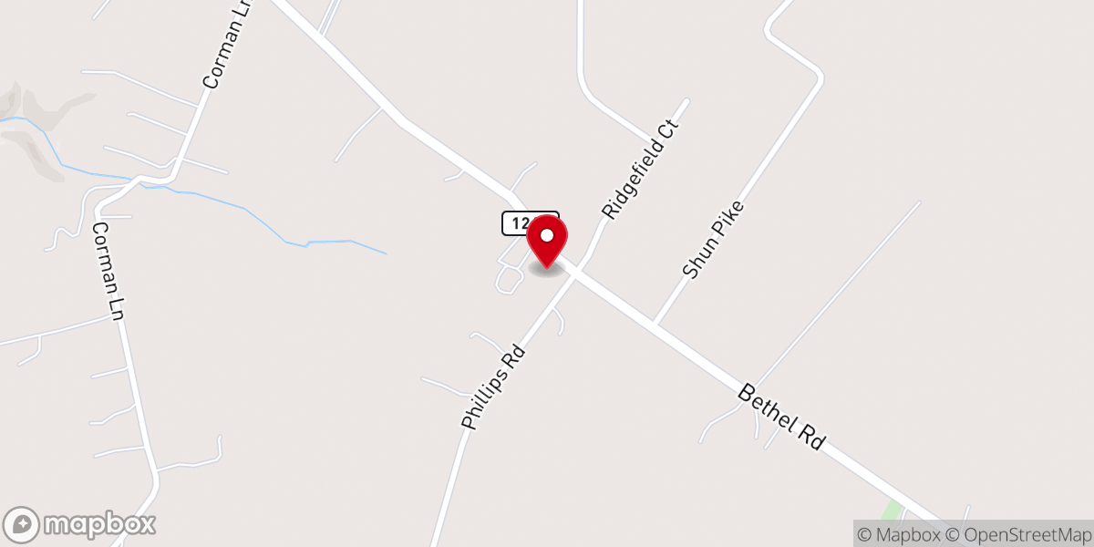 Map showing location of Bethel Christian Church