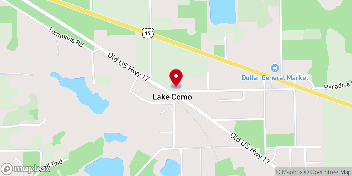 Map showing location of Lake Como United Methodist Church