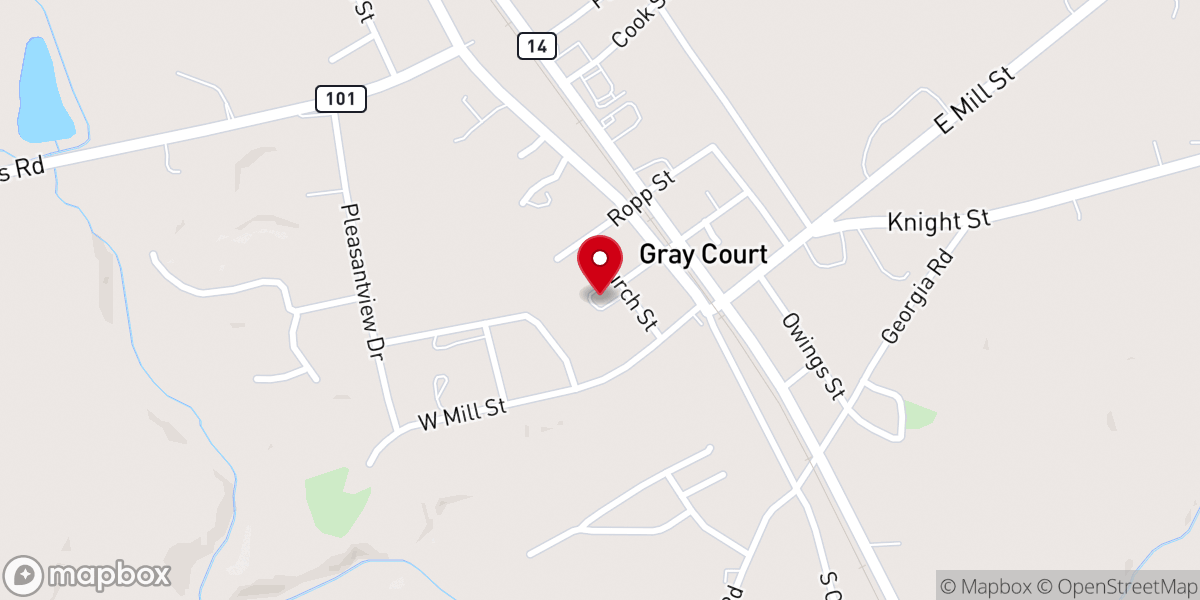 Map showing location of Gray Court United Methodist