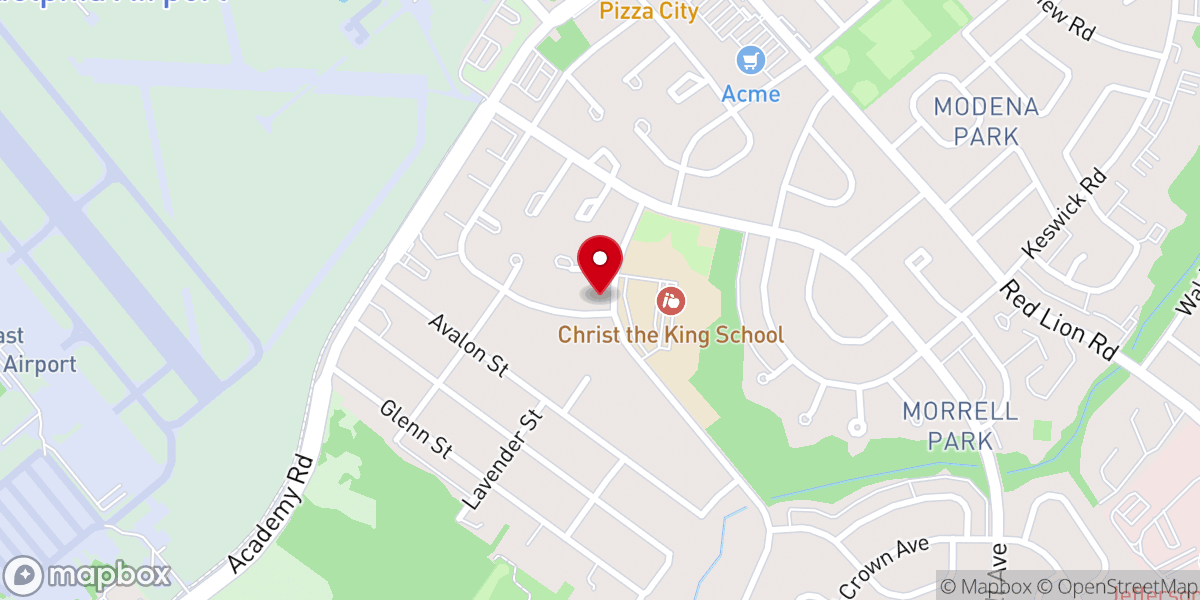 Map showing location of Christ the King Church