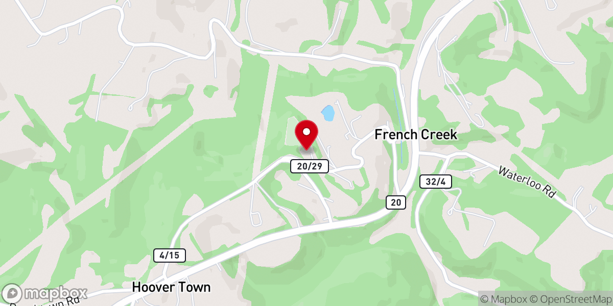 Map showing location of French Creek Presbyterian Church