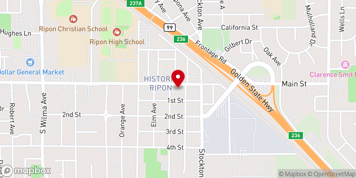 Map showing location of Ripon Free Methodist Church