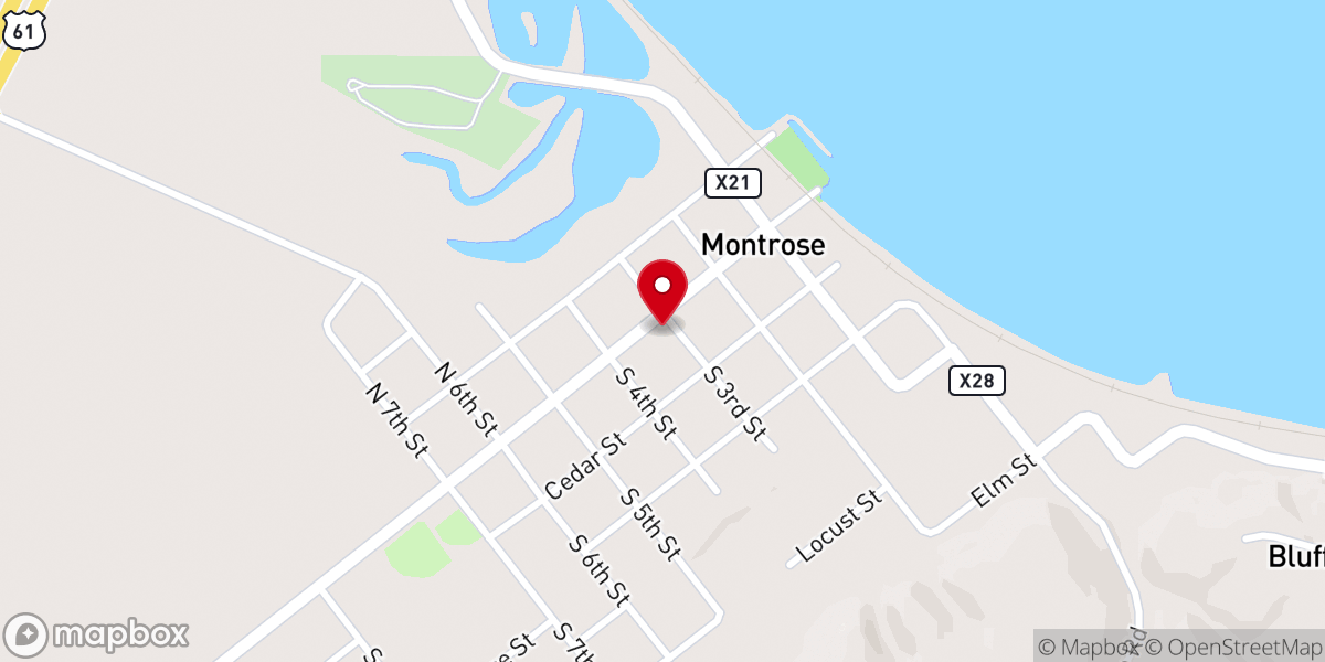 Map showing location of Montrose Presbyterian Church