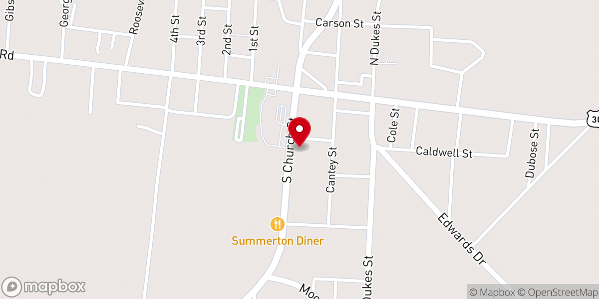 Map showing location of Summerton United Methodist Church