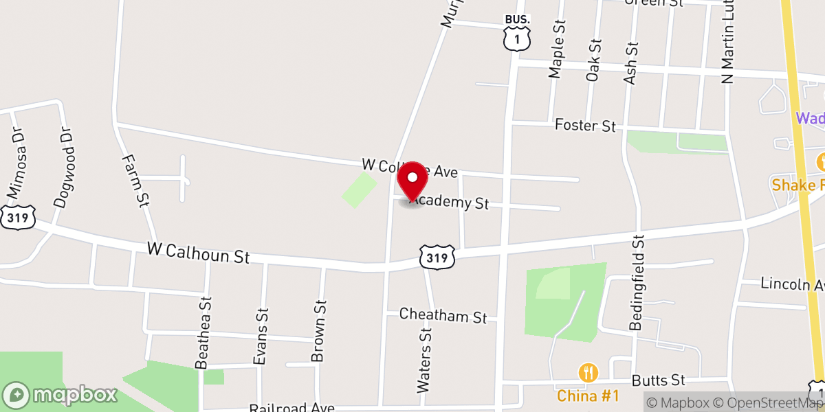 Map showing location of Wadley Recreation Department Gym