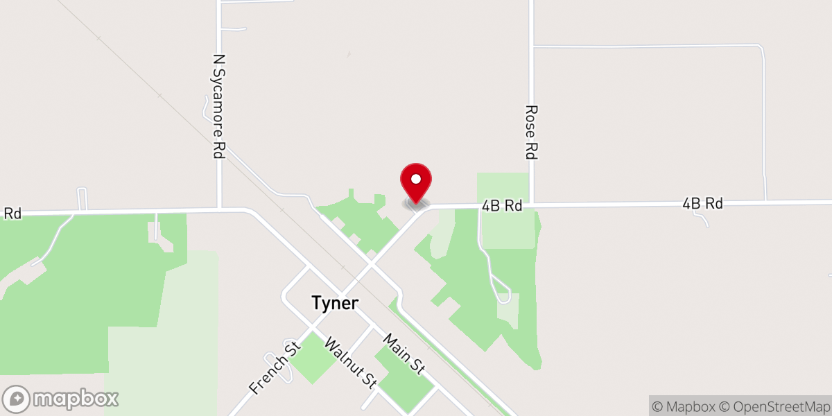 Map showing location of Tyner United Methodist Church