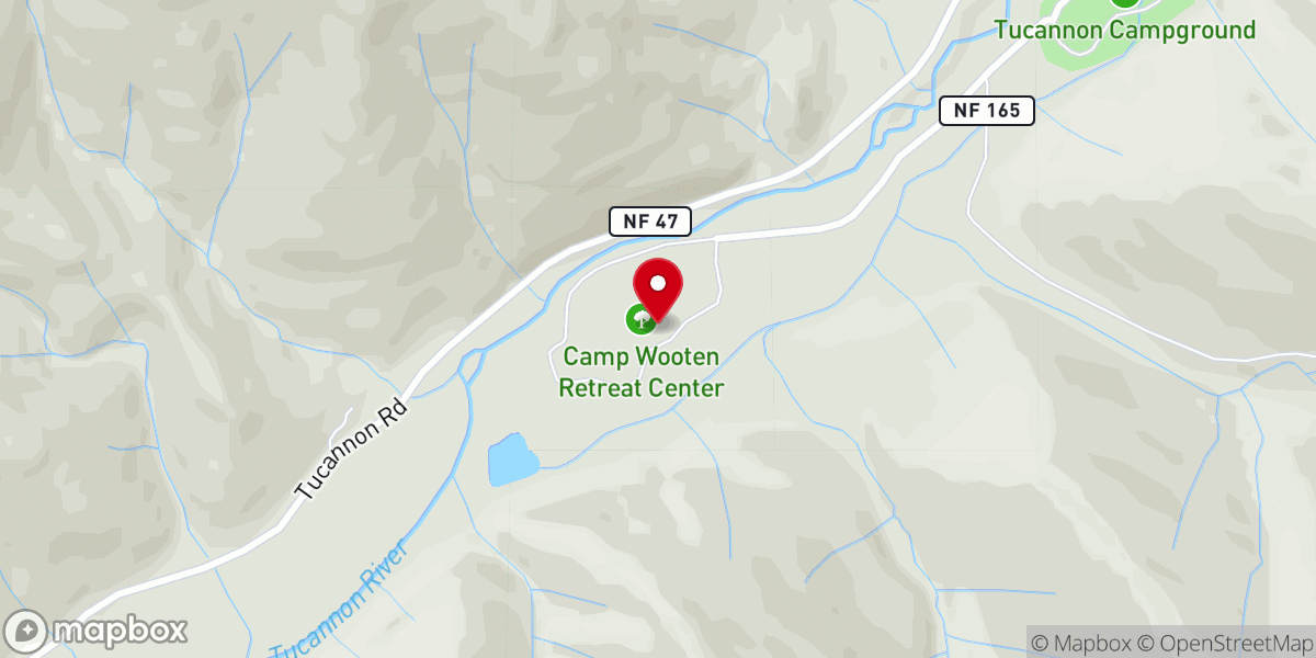 Map showing location of Camp Wooten Retreat Center