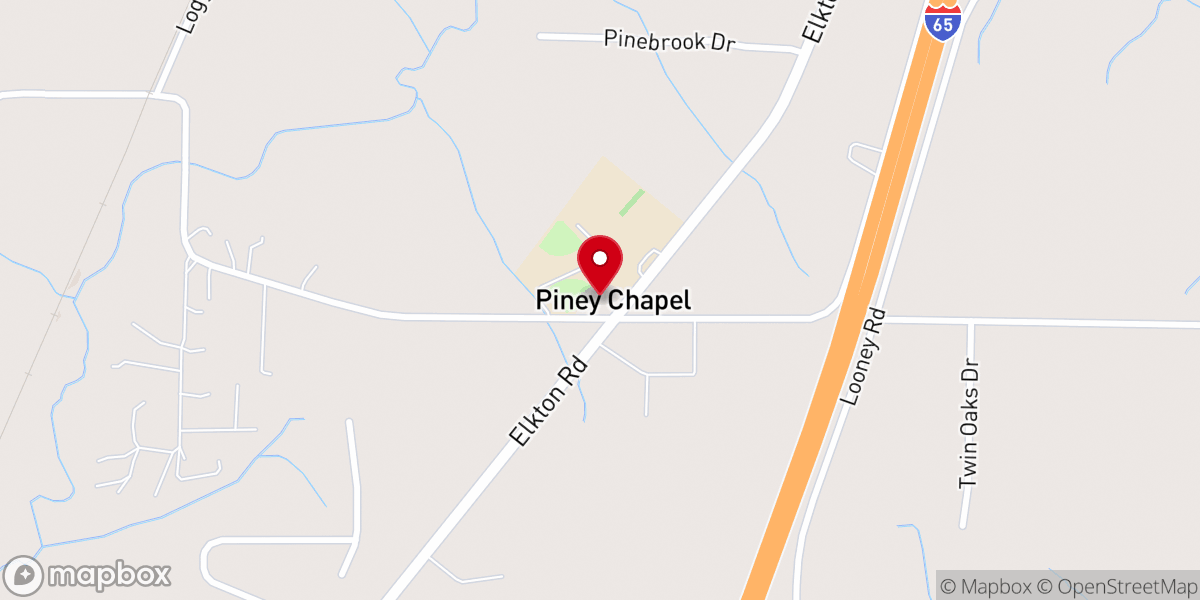Map showing location of Piney Chapel
