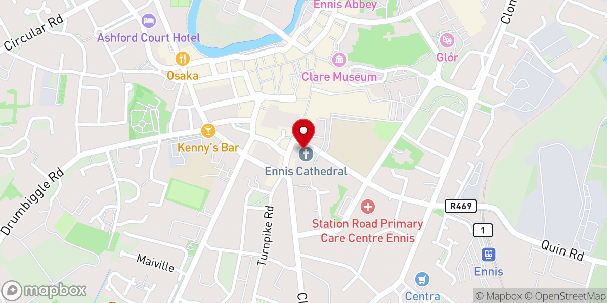 Map showing location of Cathedral of Saints Peter and Paul