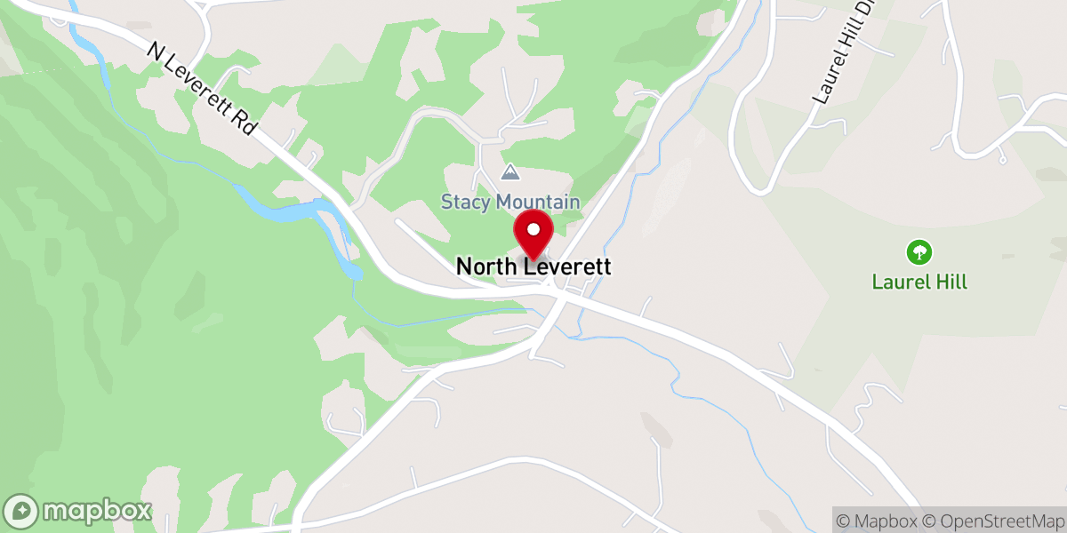 Map showing location of North Leverett