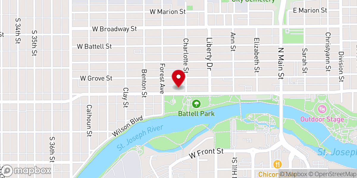 Map showing location of Albright United Methodist Church