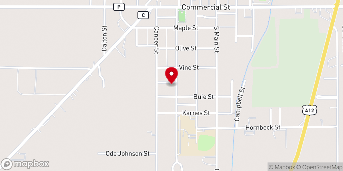 Map showing location of First Assembly of God, Senath, MO