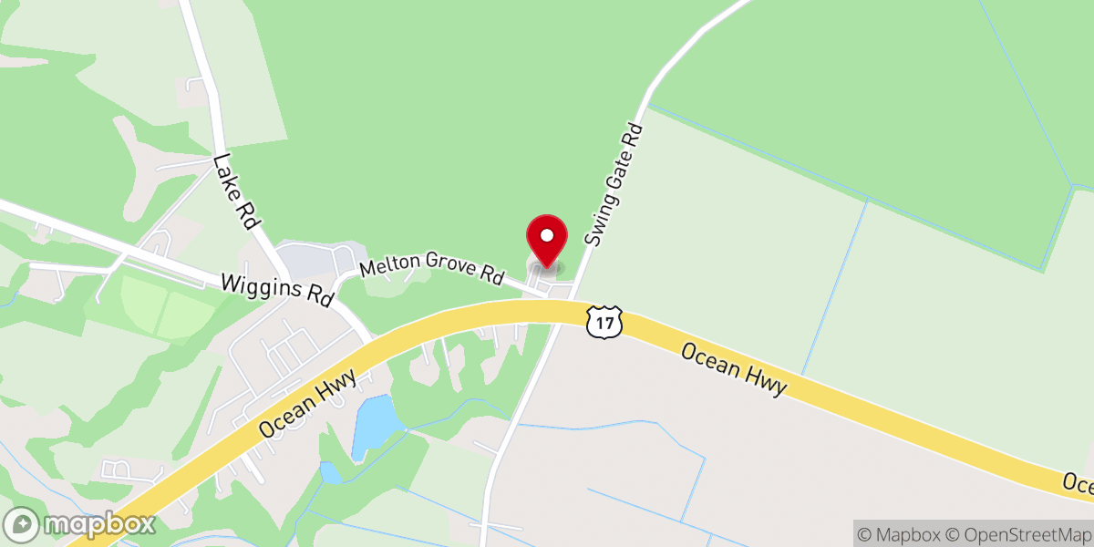 Map showing location of Melton Grove Baptist Church