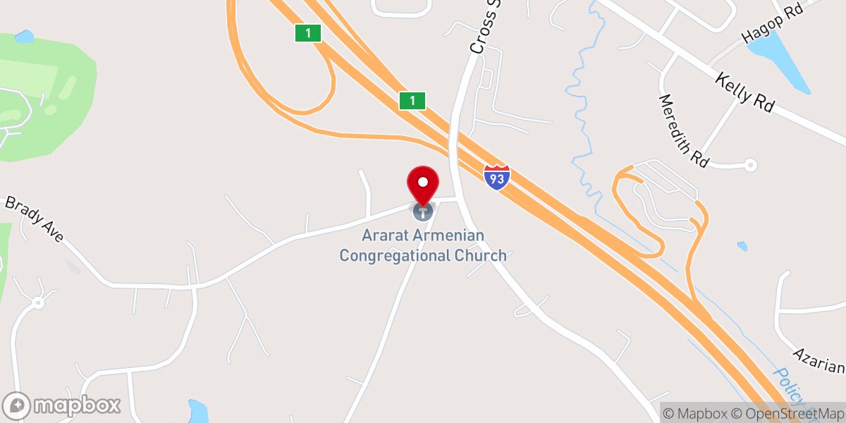 Map showing location of Ararat Armenian Congregational Church