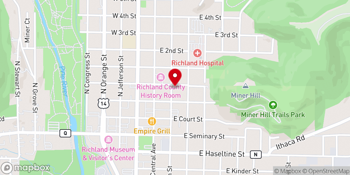 Map showing location of Grace Life Church of Richland Center