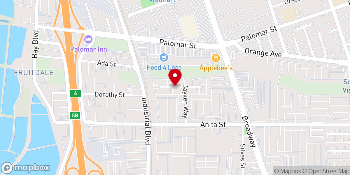 Map showing location of Chula Vista Apostolic Church