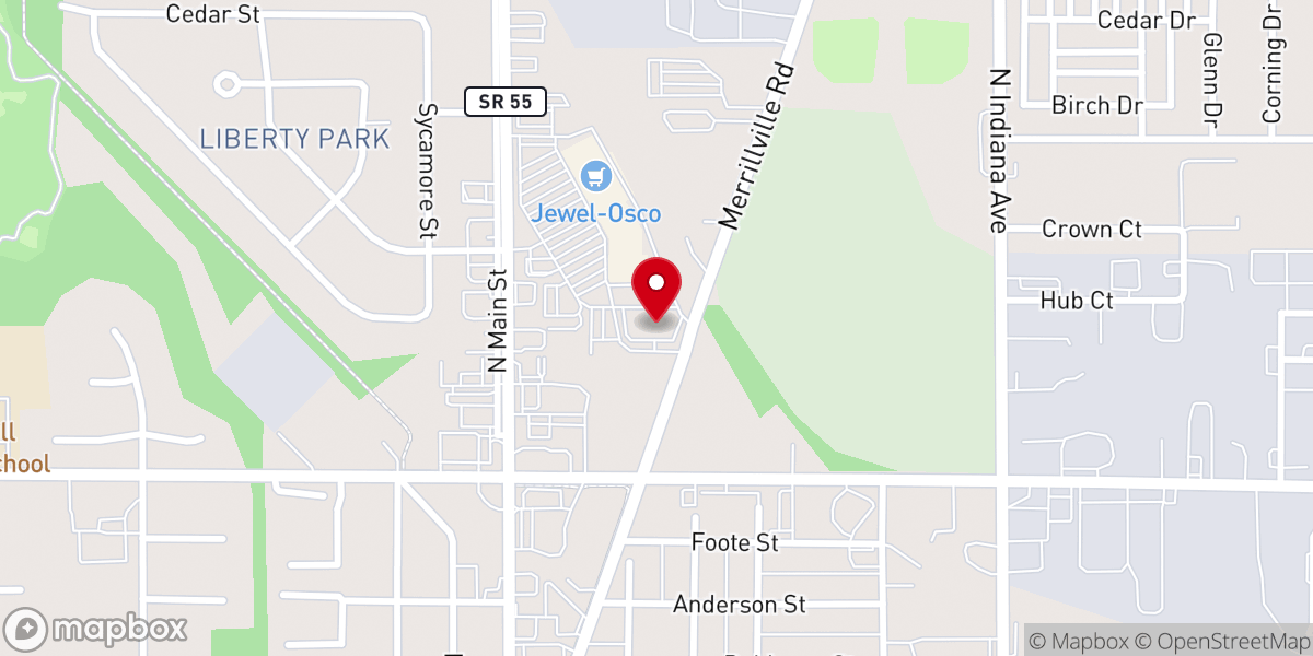 Map showing location of Northwest Indiana Church of Christ